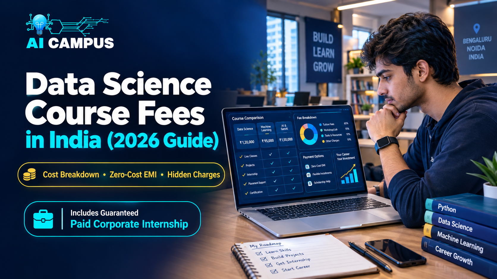 Data Science Course Fees in India (2026 Guide): Complete Cost Breakdown, Hidden Charges, Zero-Cost EMI & Paid Internships